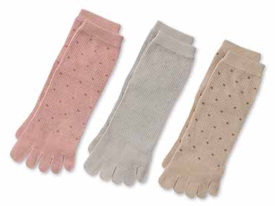 予約　麻混ドット柄5本指ソックス写真