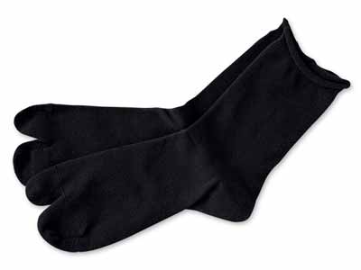 予約　オーガニックコットン混足袋ソックス　黒写真