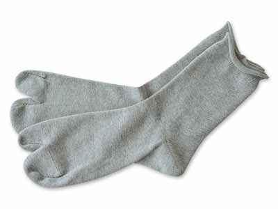 予約　オーガニックコットン混足袋ソックス　グレー写真