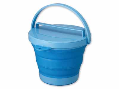 ソフトバケツ　フタ付き　ブルー写真