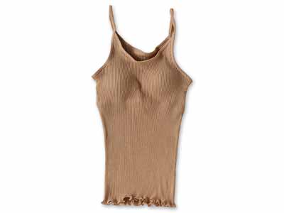 予約　リブカップ付きキャミソール　ブラウン写真