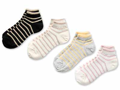 予約　日本製　麻混ボーダーメッシュソックス写真