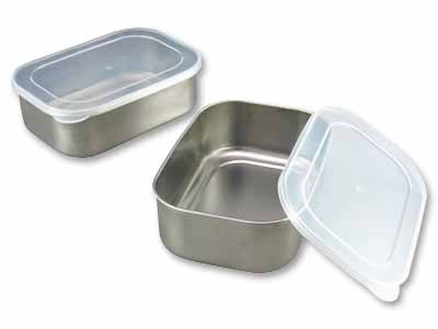 予約　ステンレスふた付深型保存容器　2コ組写真