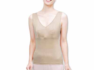 予約　シルクニットらくらくキャミソール　カカオベージュ　3Ｌ写真