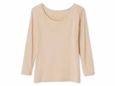 予約　綿100％あったか発熱8分袖インナー（ベージュ）Ｌ写真