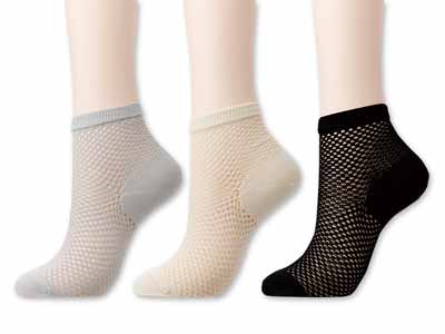 予約　日本製　冷房対策つま先・かかとあったかすかし柄ソックス写真