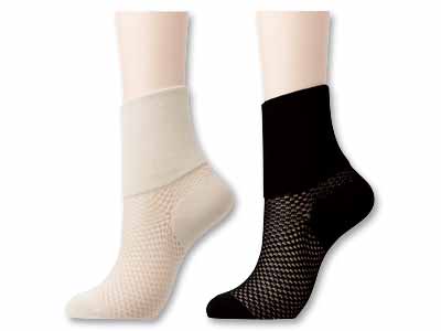 予約　日本製　冷房対策足首あったかすかし柄ソックス写真