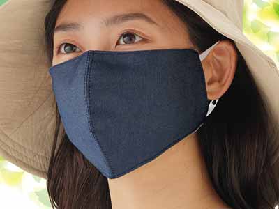 予約　涼感ＵＶしっかりおおえるマスク　デニム柄写真