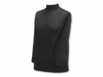 予約　シルクニットハイネックインナー8分袖　ブラック　Ｍ写真