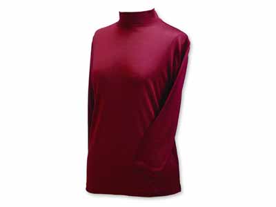 予約　シルクニットハイネックインナー8分袖　エンジ　Ｍ写真