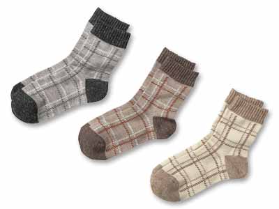 予約　あったかツイードネップチェック柄ソックス写真