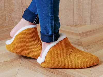 予約　甲高ルームスリッパ　イエロー　Ｍ写真