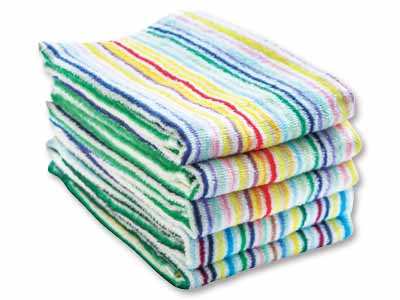 残糸　今治カラフルストライプフェイスタオル　5枚組写真