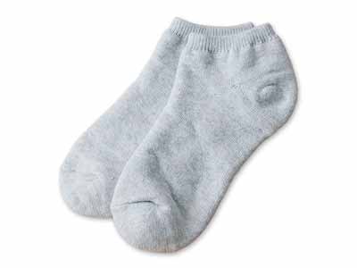 予約　麻パイル・アンクルソックス　ライトグレー　23−25CM写真