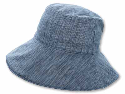 予約　高島ちぢみツバ広ＵＶ帽子　ネイビー写真