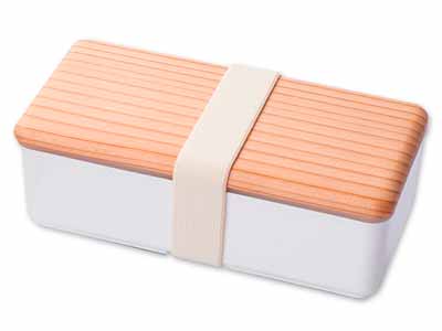 予約　木蓋のお弁当箱　保冷蓋付　ホワイト写真