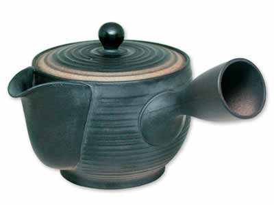 常滑焼　セラメッシュ広口急須（吹き黒）写真