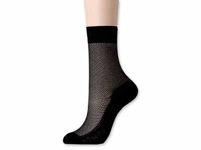 予約　薄手メッシュ足底綿麻ソックス　ブラック写真