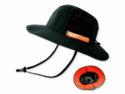 バイカラー撥水ハット型ヘルメット　ブラック×オレンジ写真