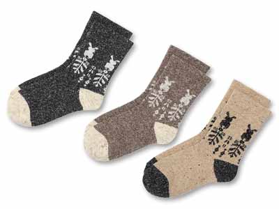 予約　日本製　つま先・かかとあったかネップウサギとお花ソックス写真