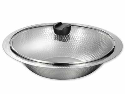 彩食庵　ガラス蓋付　よせしゃぶ鍋　30CM写真