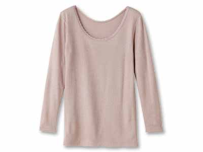 予約　【日本製】ぬくもりやわらか発熱インナー　8分袖（ローズグレー）Ｍ写真