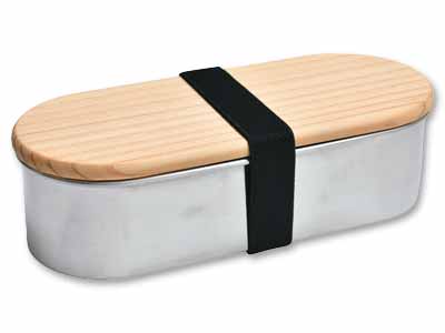 木蓋付フードボックス　小判ステンレス写真