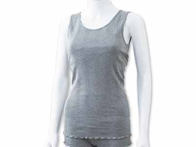 予約　オーガニックコットン　リブフライス　パッド付タンクトップ／グレー写真