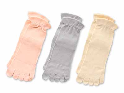 予約　さらっとメッシュなやわらかコットン5本指ソックス写真