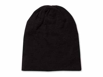 予約　日本製　薄地2重編みニット帽子　ブラック写真
