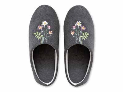 予約　ラ・エミーズ　スリッパ　ボタニカル　ダークグリーン写真