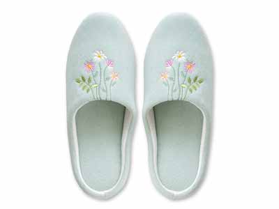 予約　ラ・エミーズ　スリッパ　ボタニカル　ライトグリーン写真