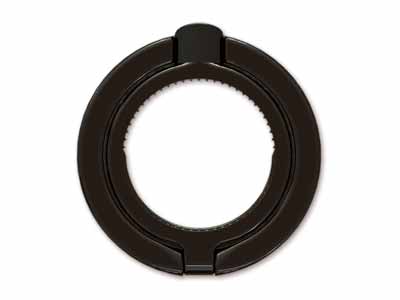 予約　スマホリング＋キャップオープナー　ブラック写真