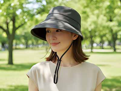予約　日傘帽子　サニーシールド100　アッシュグレー写真