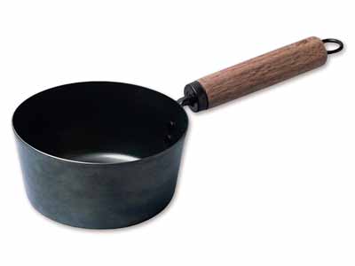 鉄の片手鍋お味噌汁パン16CM　ウォルナット写真