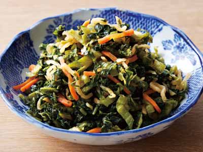 山形特産野菜　青菜がピリッと辛いおみ漬写真