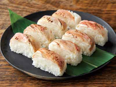 炙りカサゴと塩〆大根の棒寿司（ノーカット）写真