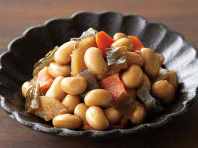あると便利な副菜 国産野菜の五目豆煮写真