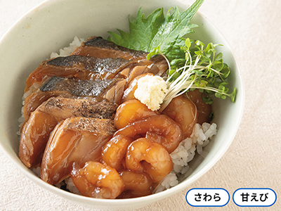 頒布会キャンセル分販売・新潟県産さわら炙りと甘えびの漬け丼写真