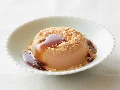 もっちりやわらか 本くず餅(黒糖みつ、きな粉付き)写真