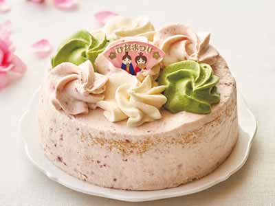 予約2／23週　有機苺を贅沢に使用した三色ひなまつりケーキ写真