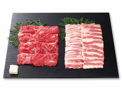 予約4／20週　短角牛豚バラカルビ焼用盛合せ写真