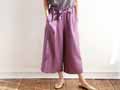 予約 もしゃ織ベルト付ガウチョパンツ・パープル_2