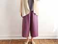 予約 もしゃ織ベルト付ガウチョパンツ・パープル_3