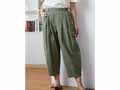 予約 手織りコットンヘンプ バレルパンツ グリーン系 M_2