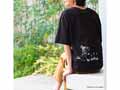 予約 ムーミン オーガニックコットン スリットTシャツ・お花畑を駆けるリトルミイ・ブラック・M_3