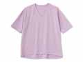 予約　オーガニックコットンＶネック5分袖Ｔシャツ　ライラック