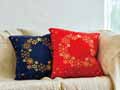 予約　ミラー刺繍　クッションカバー　スノー（赤）_2