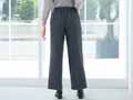 予約 eclaT style スタイルアップ 上品ワイドパンツ チャコールグレー M_3