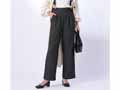 予約 eclaT style スタイルアップ 上品ワイドパンツ チャコールグレー M_4
